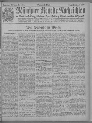 Münchner neueste Nachrichten Sonntag 29. November 1914