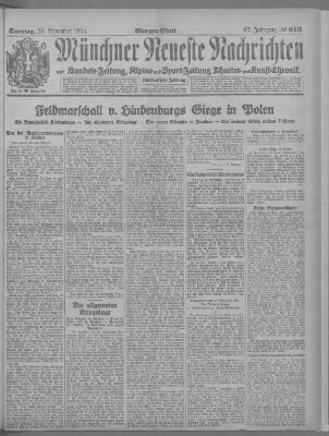 Münchner neueste Nachrichten Sonntag 29. November 1914