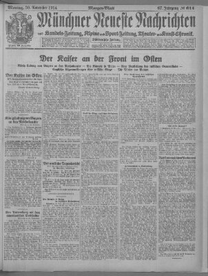 Münchner neueste Nachrichten Montag 30. November 1914