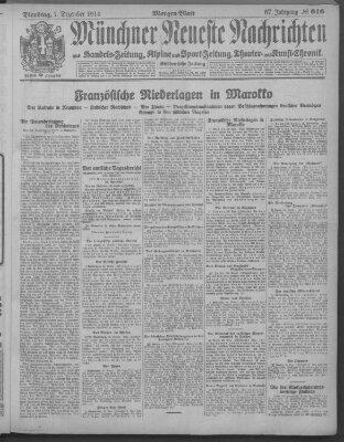 Münchner neueste Nachrichten Dienstag 1. Dezember 1914