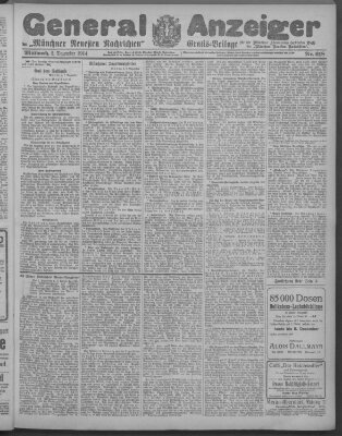 Münchner neueste Nachrichten Mittwoch 2. Dezember 1914