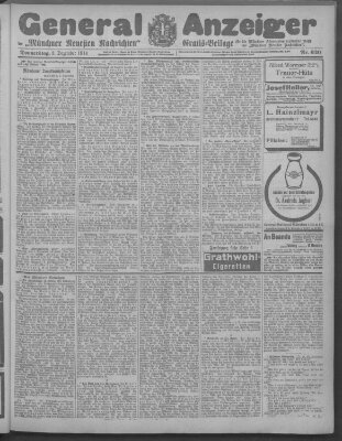 Münchner neueste Nachrichten Donnerstag 3. Dezember 1914