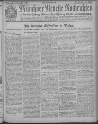 Münchner neueste Nachrichten Mittwoch 9. Dezember 1914