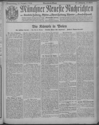 Münchner neueste Nachrichten Donnerstag 10. Dezember 1914