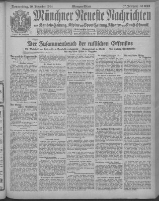 Münchner neueste Nachrichten Donnerstag 10. Dezember 1914