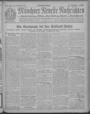 Münchner neueste Nachrichten Samstag 12. Dezember 1914