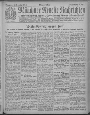 Münchner neueste Nachrichten Samstag 12. Dezember 1914