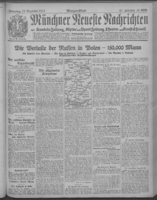 Münchner neueste Nachrichten Sonntag 13. Dezember 1914