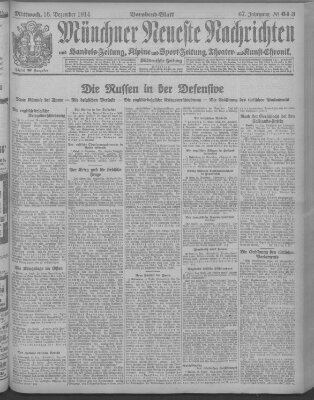 Münchner neueste Nachrichten Mittwoch 16. Dezember 1914