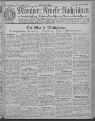 Münchner neueste Nachrichten Donnerstag 17. Dezember 1914