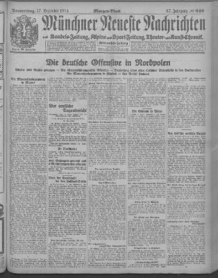 Münchner neueste Nachrichten Donnerstag 17. Dezember 1914