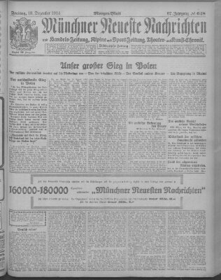 Münchner neueste Nachrichten Freitag 18. Dezember 1914