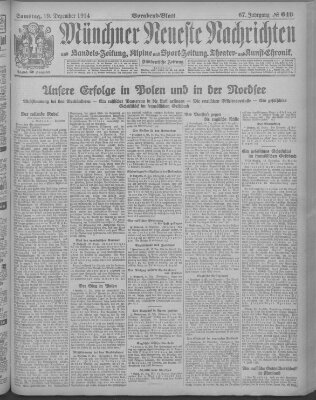 Münchner neueste Nachrichten Samstag 19. Dezember 1914