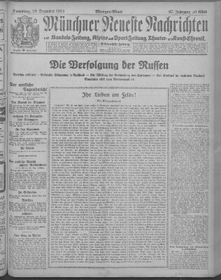 Münchner neueste Nachrichten Samstag 19. Dezember 1914