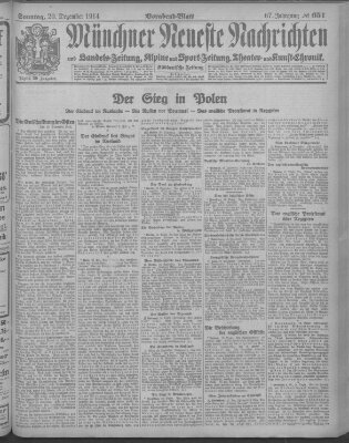 Münchner neueste Nachrichten Sonntag 20. Dezember 1914