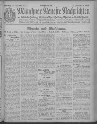 Münchner neueste Nachrichten Sonntag 20. Dezember 1914