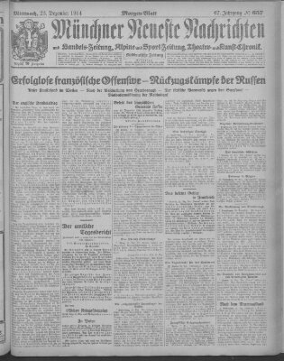 Münchner neueste Nachrichten Mittwoch 23. Dezember 1914