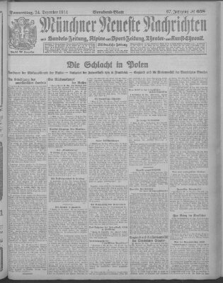 Münchner neueste Nachrichten Donnerstag 24. Dezember 1914