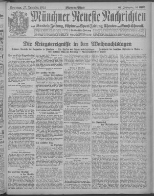 Münchner neueste Nachrichten Sonntag 27. Dezember 1914