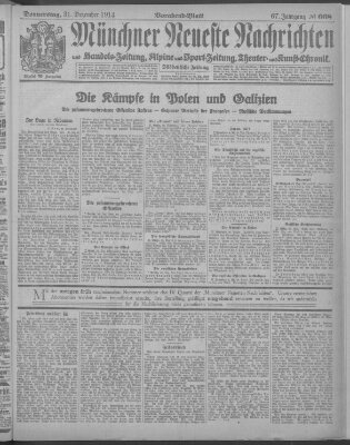 Münchner neueste Nachrichten Donnerstag 31. Dezember 1914