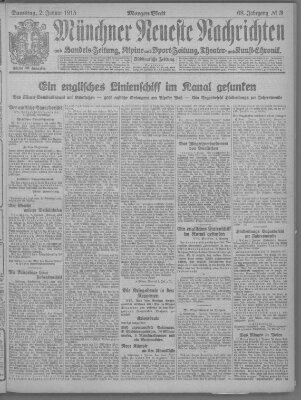 Münchner neueste Nachrichten Samstag 2. Januar 1915