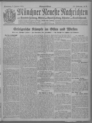 Münchner neueste Nachrichten Sonntag 3. Januar 1915