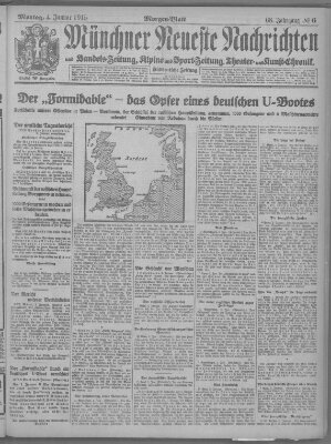 Münchner neueste Nachrichten Montag 4. Januar 1915