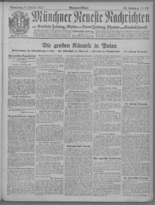 Münchner neueste Nachrichten Samstag 9. Januar 1915