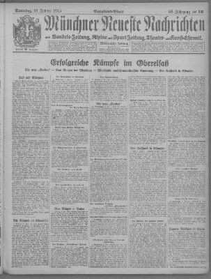 Münchner neueste Nachrichten Sonntag 10. Januar 1915