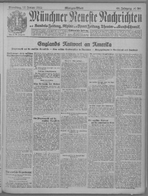 Münchner neueste Nachrichten Dienstag 12. Januar 1915