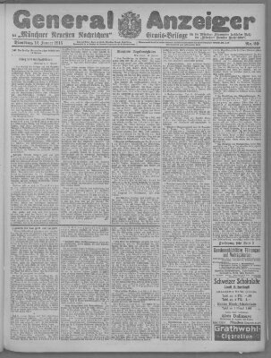 Münchner neueste Nachrichten Dienstag 12. Januar 1915