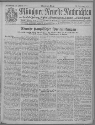 Münchner neueste Nachrichten Mittwoch 13. Januar 1915