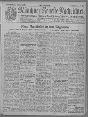 Münchner neueste Nachrichten Mittwoch 13. Januar 1915