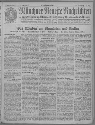 Münchner neueste Nachrichten Donnerstag 14. Januar 1915