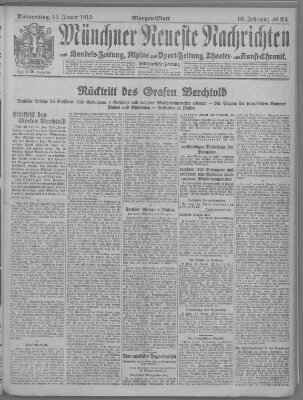 Münchner neueste Nachrichten Donnerstag 14. Januar 1915