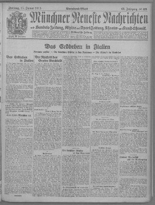 Münchner neueste Nachrichten Freitag 15. Januar 1915