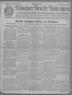 Münchner neueste Nachrichten Samstag 16. Januar 1915