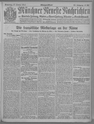 Münchner neueste Nachrichten Sonntag 17. Januar 1915