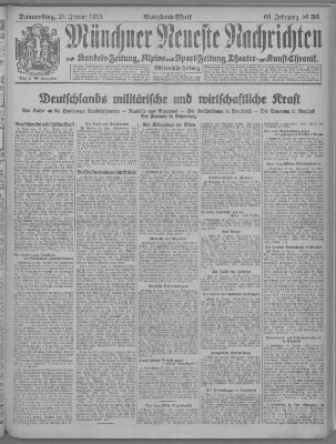 Münchner neueste Nachrichten Donnerstag 21. Januar 1915