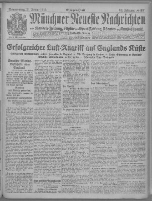 Münchner neueste Nachrichten Donnerstag 21. Januar 1915