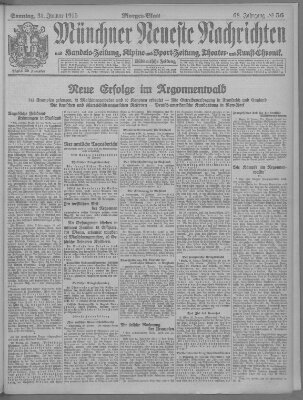 Münchner neueste Nachrichten Sonntag 31. Januar 1915