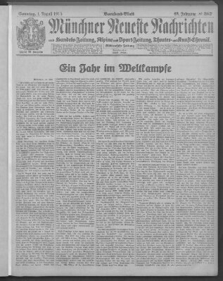 Münchner neueste Nachrichten Sonntag 1. August 1915