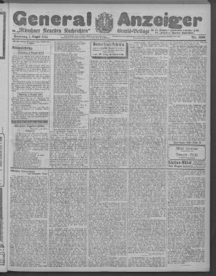 Münchner neueste Nachrichten Sonntag 1. August 1915