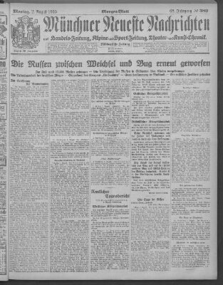 Münchner neueste Nachrichten Montag 2. August 1915