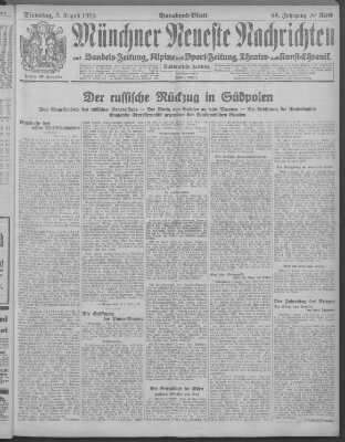 Münchner neueste Nachrichten Dienstag 3. August 1915