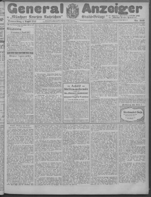 Münchner neueste Nachrichten Donnerstag 5. August 1915