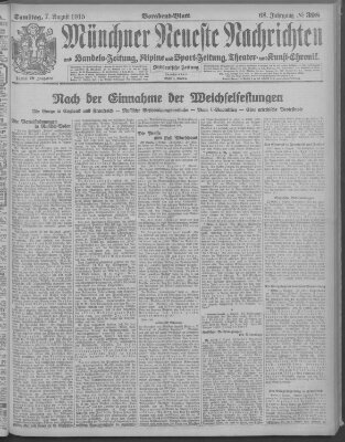 Münchner neueste Nachrichten Samstag 7. August 1915