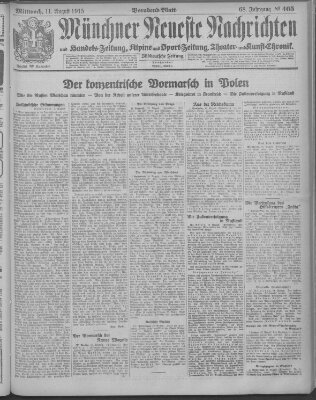 Münchner neueste Nachrichten Mittwoch 11. August 1915