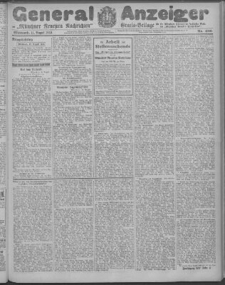 Münchner neueste Nachrichten Mittwoch 11. August 1915