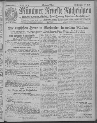 Münchner neueste Nachrichten Donnerstag 12. August 1915